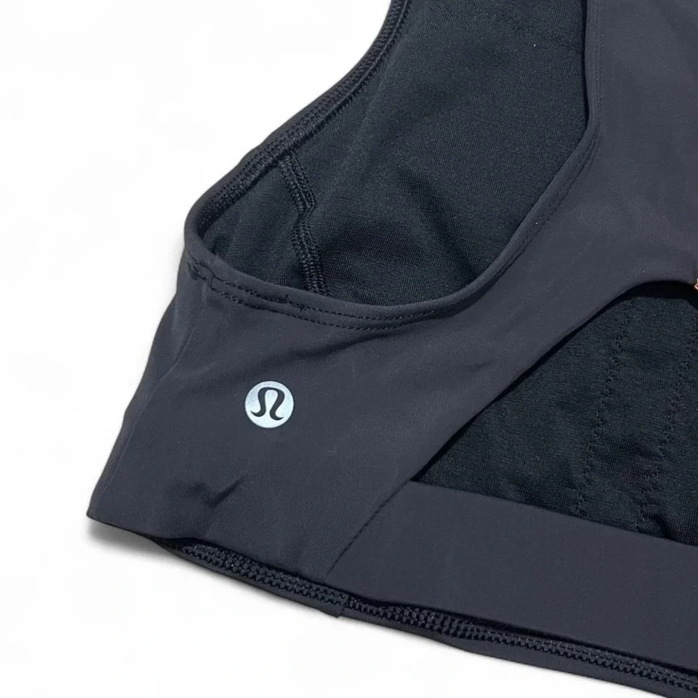 Lululemon Black Sports Bra Size 4 Tough‎ Train High Neck Orange Activewear